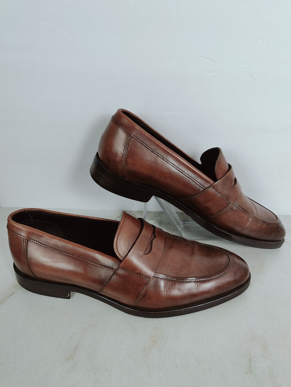 To Boot New York Men's Devries Brown Leather Penny Loafers, Sz 9.5